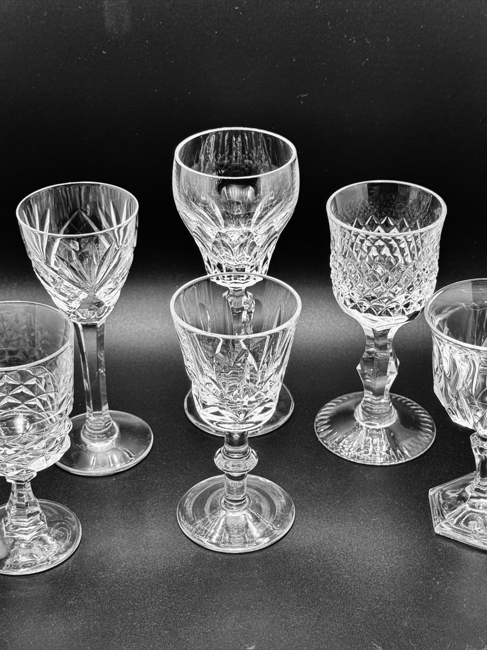 Lot-of-6 Vintage French Imperial Import Crystal Cordial Glasses